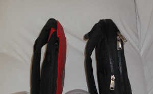 Vista del grosor de ambas mochilas y calidad de las cremalleras y tiradores.